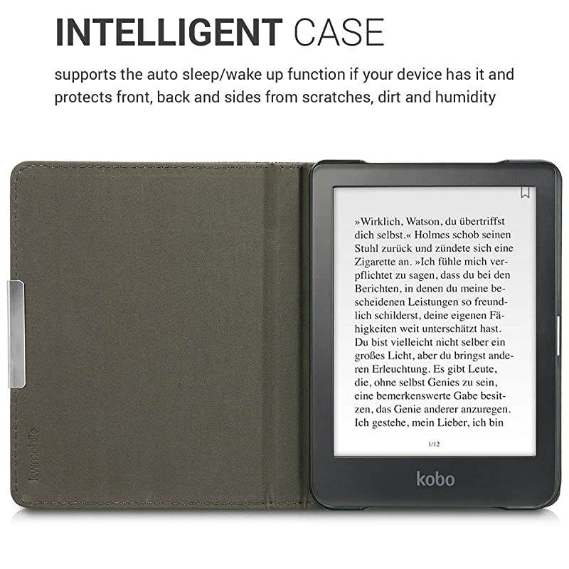 Case Compatible with Kobo Clara HD Book Style Fabric eReader Cover Flip Folio Case Dark Grey
