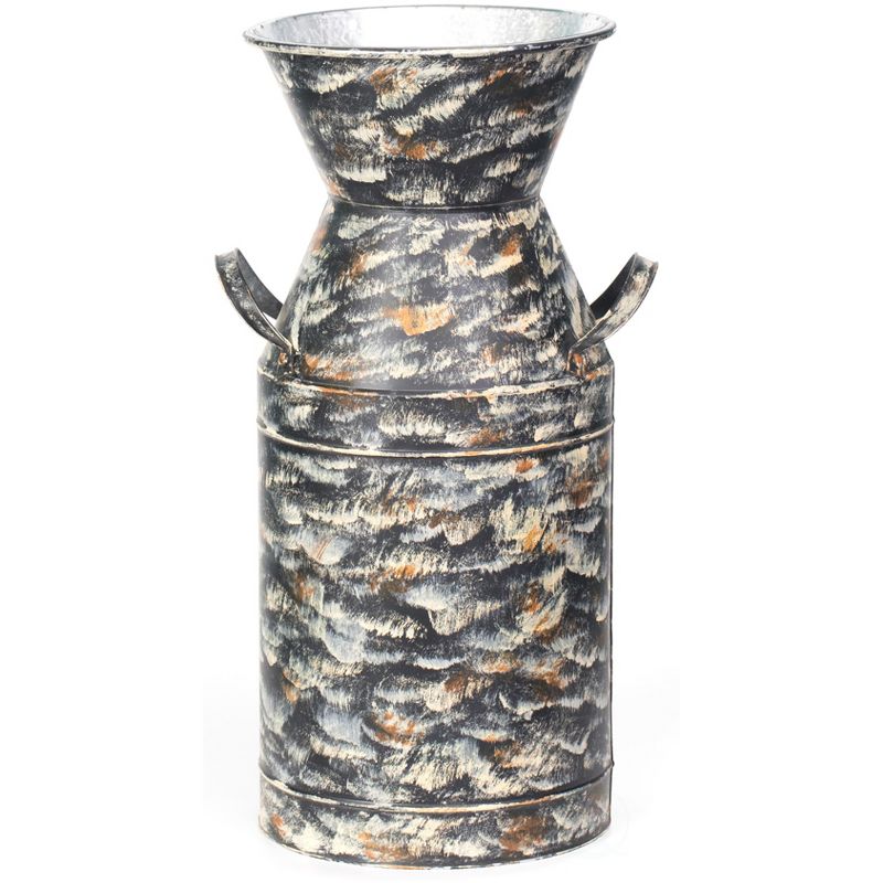 Vintiquewise Antique Rustic Round Milk Can Side Table Farmhouse Milk Jug End Table