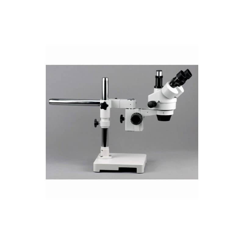 SM-3TZ Professional Trinocular Stereo Zoom Microscope, WH10x Eyepieces, 3.5X-90X Magnification, 0.7X-4.5X Zoom Objective, Ambient Lighting, Single-Arm Boom Stand, Includes 0.5X and 2.0X Barlow Lenses