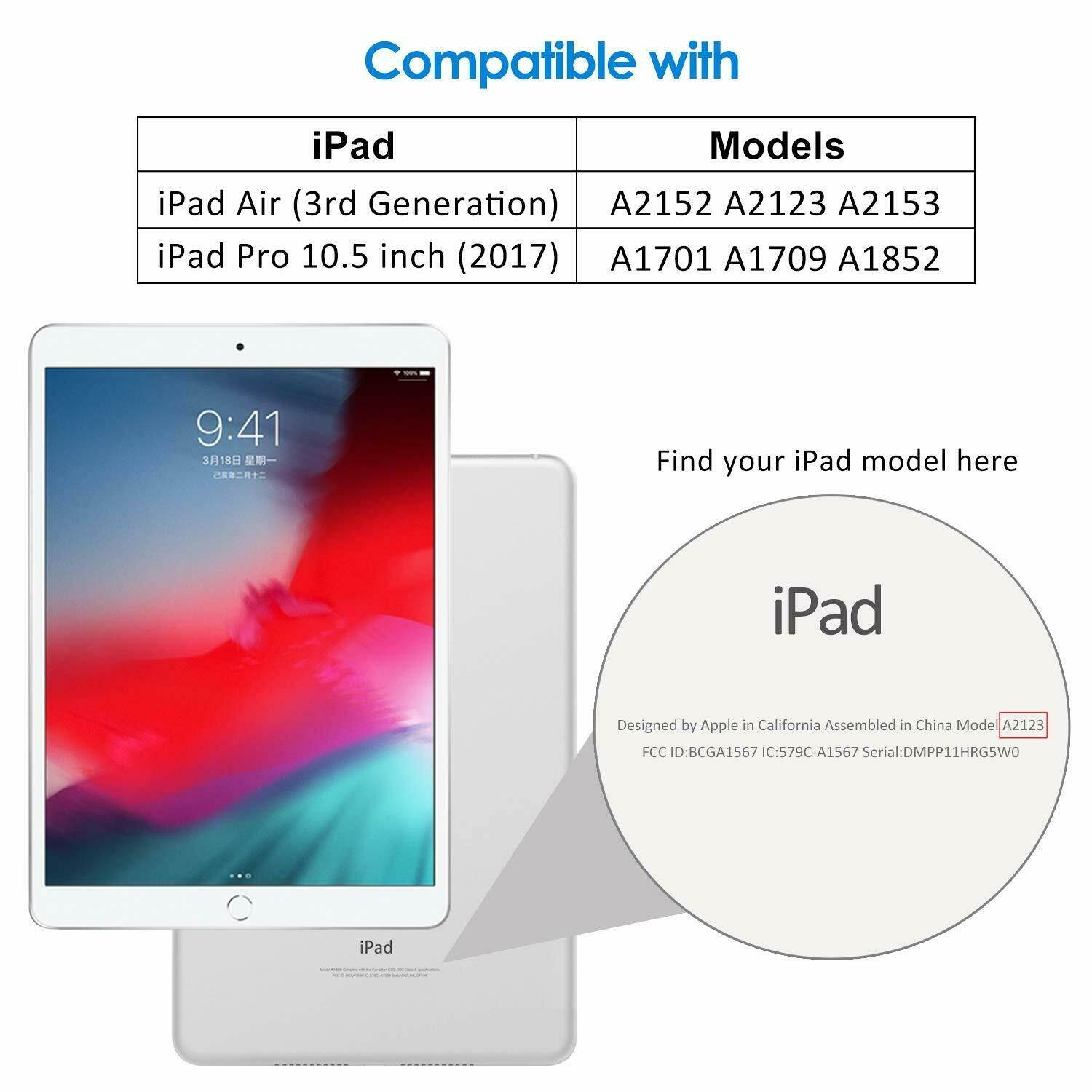 JETech Case for Apple iPad Air 3 10.5" 2019/iPad Pro 10.5" 2017 Auto Wake/Sleep