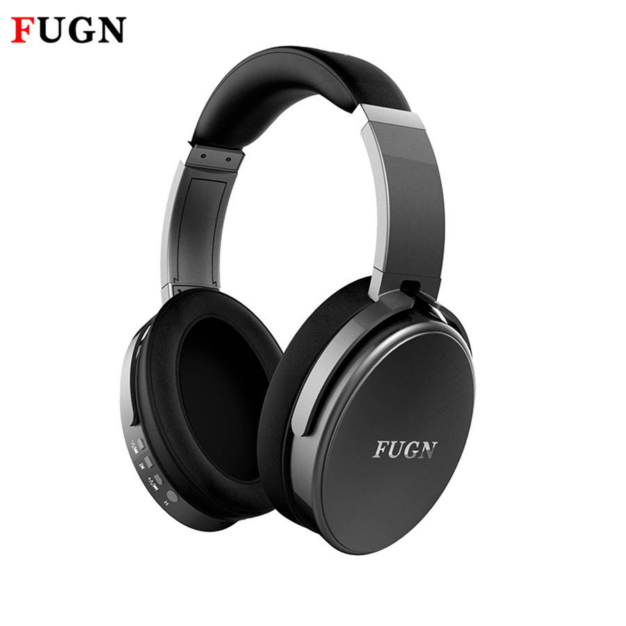 FUGN V4.2 Bluetooth Also With 3.5mm Audio  Headphones, Wireless Headphone Over-ear earphones HiFi Stereo Adjustable Headsets Noise Reduction, Big Capacity Battery -Grey