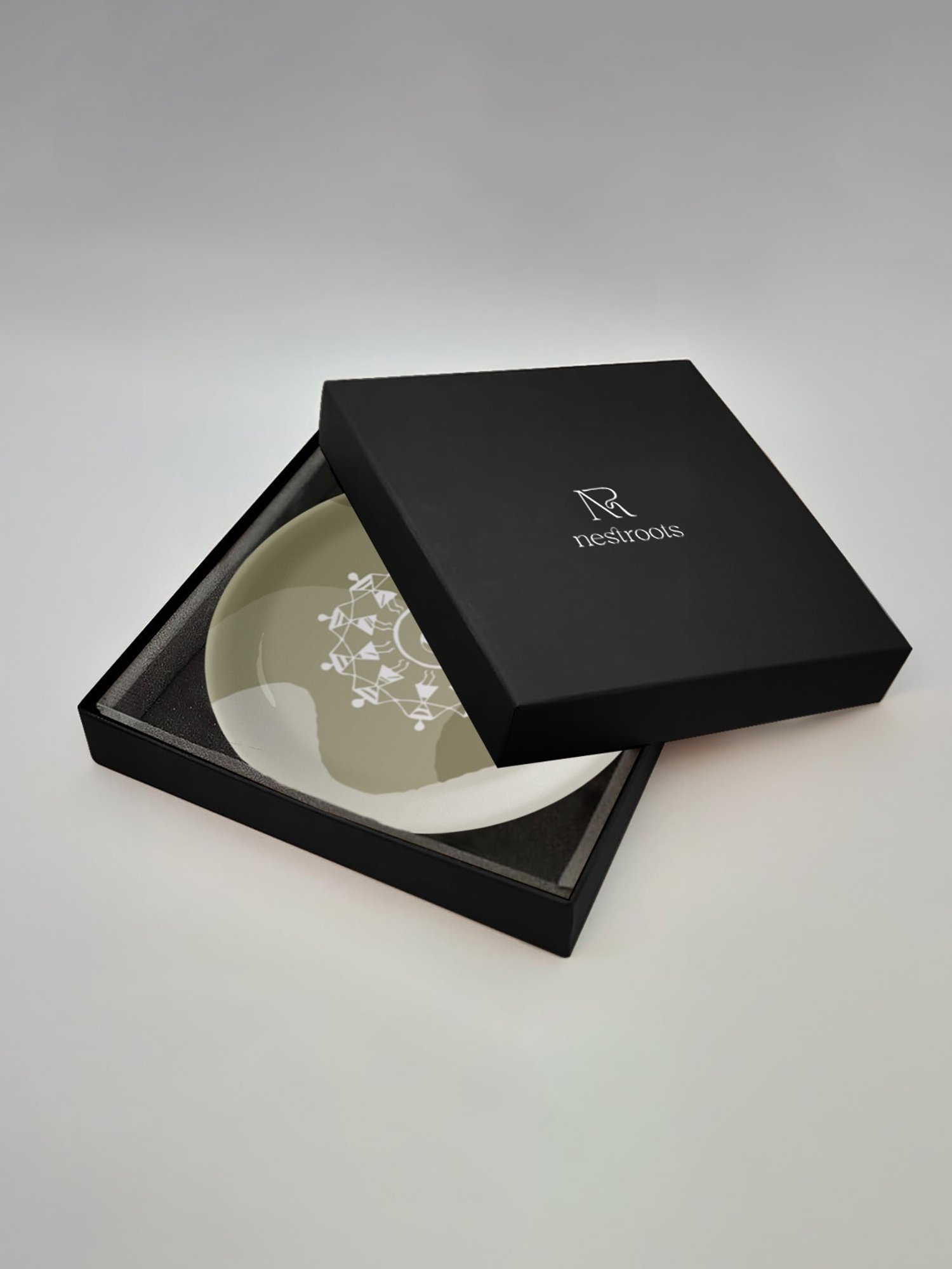 Nestroots Modern Warli Floral Multicolor Porcelain Wall Plate