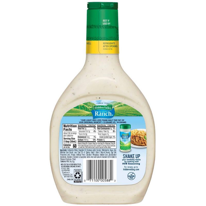 Hidden Valley Original Ranch Light Salad Dressing & Topping - Gluten Free - 24fl oz