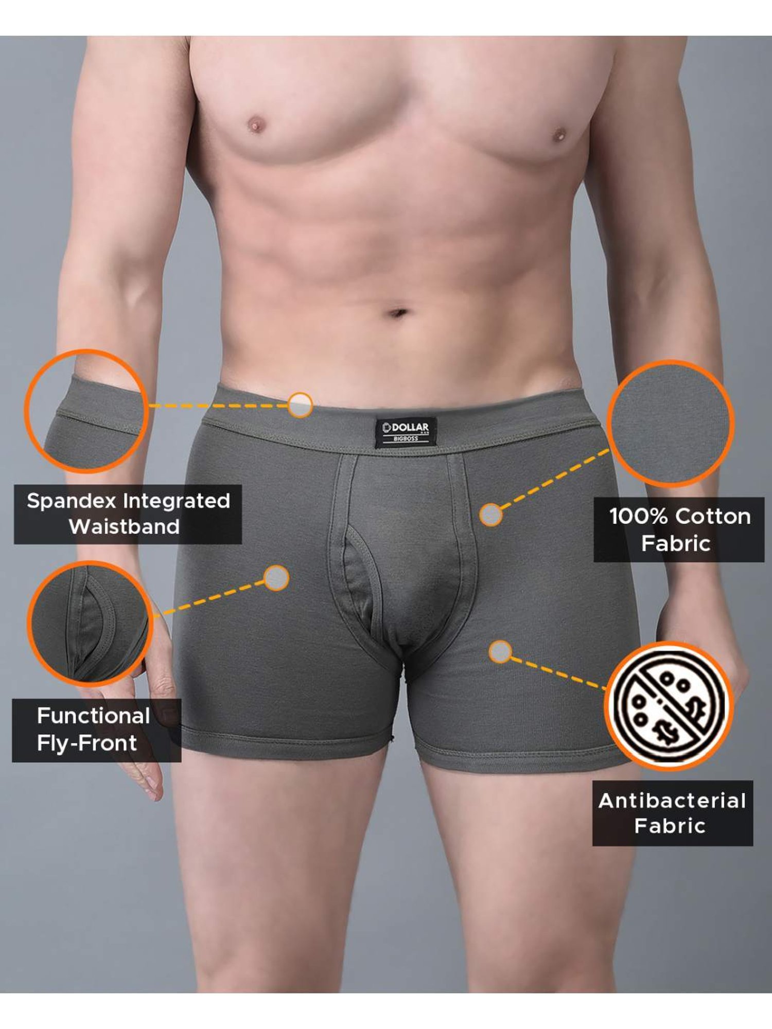 Dollar Bigboss Assorted Cotton Regular Fit Trunks - Pack Of 7