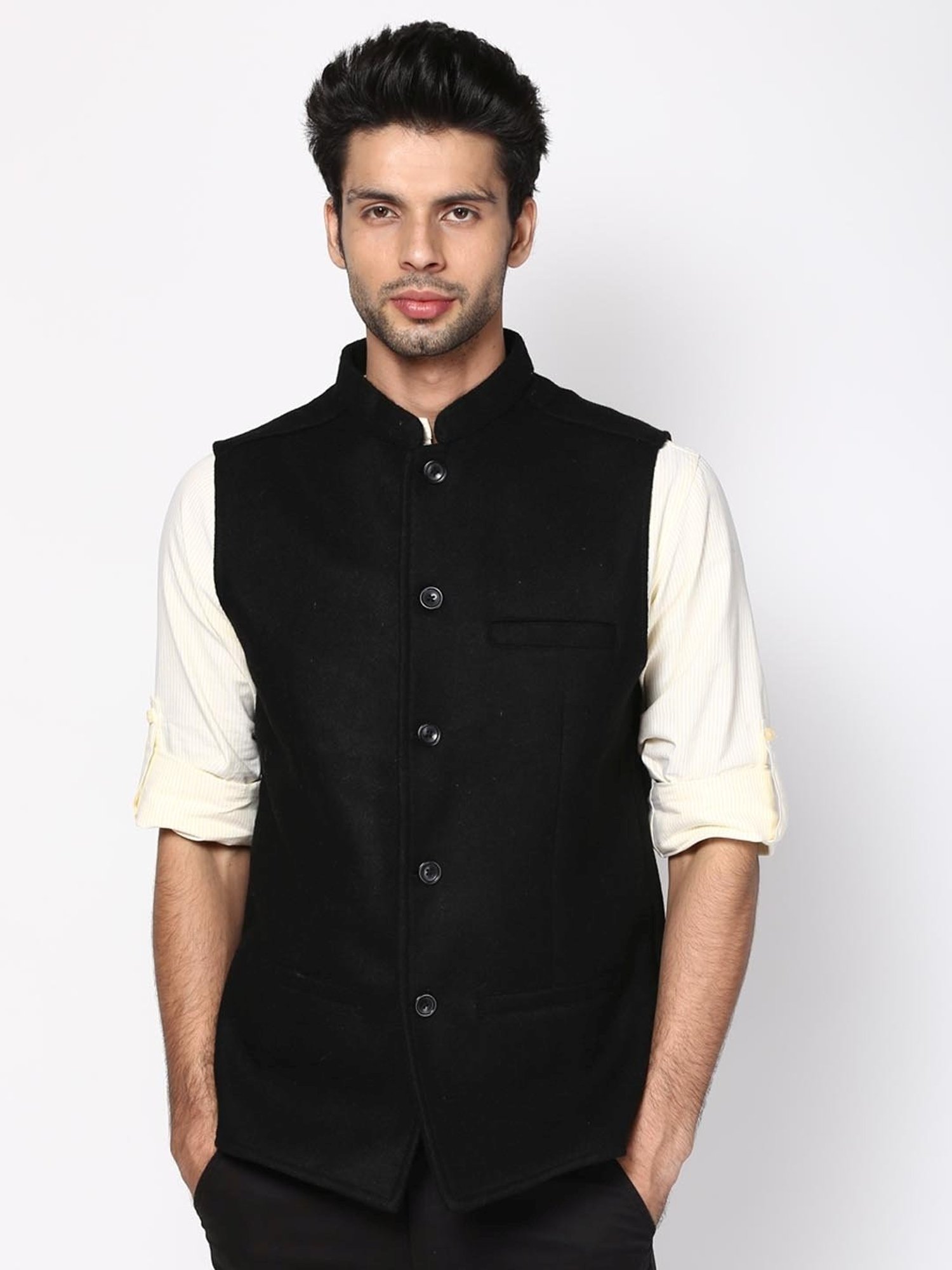 Even Black Regular Fit Nehru Jacket