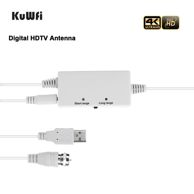 KuWFi 4K HDTV Antenna 120 Miles Long Range Indoor TV Digital Antennas with Amplifier Signal Booster for VHF UHF Local TV Channels 18ft Coaxial Cable