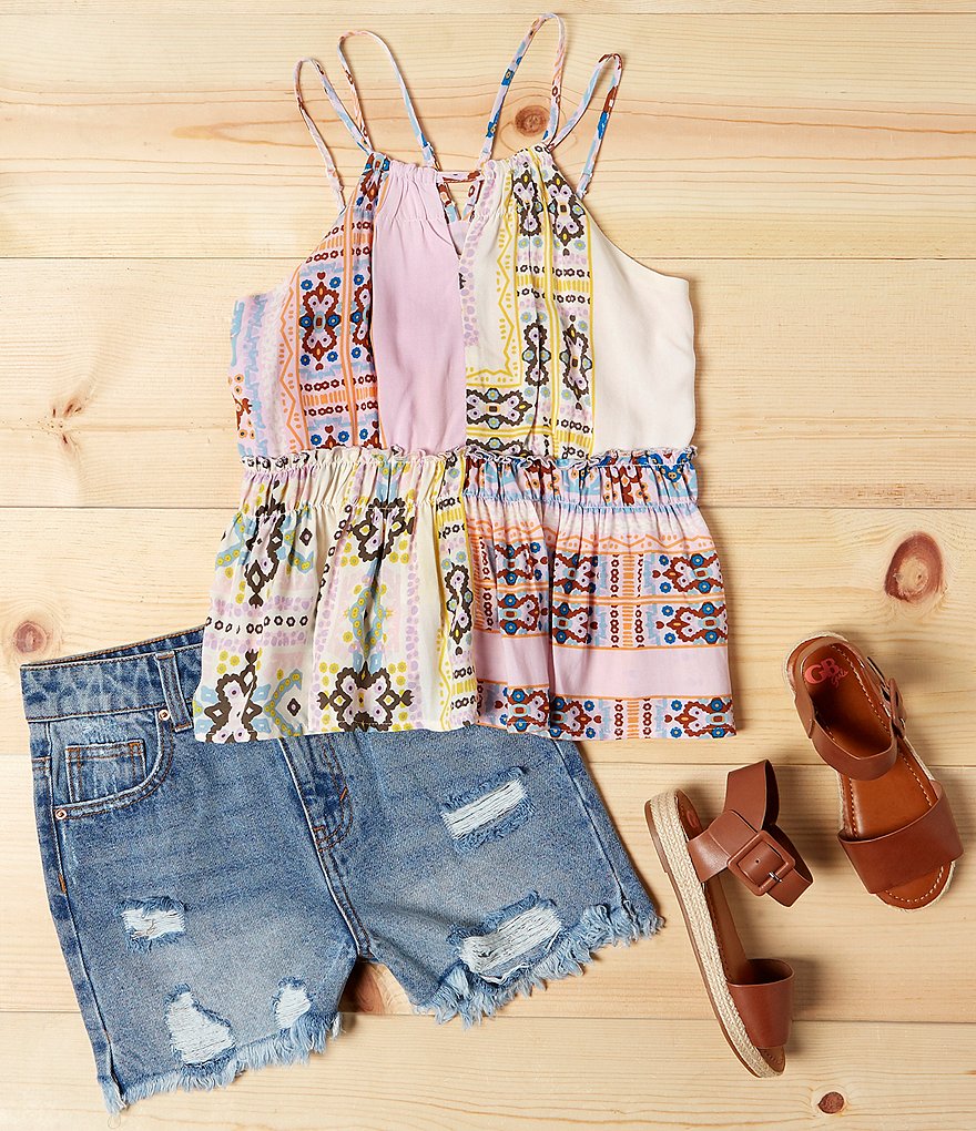 Angie Big Girls 7-14 Smocked Tie-Dye Shorts