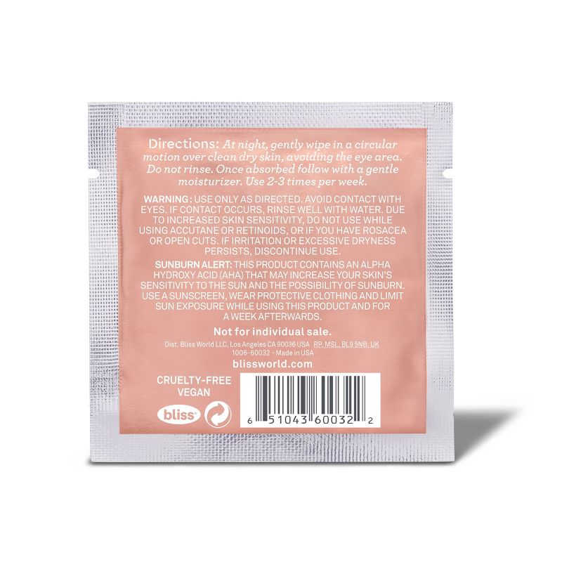 bliss Rose Gold Rescue Sensitive Skin Gentle Resurfacing Peel - 15ct