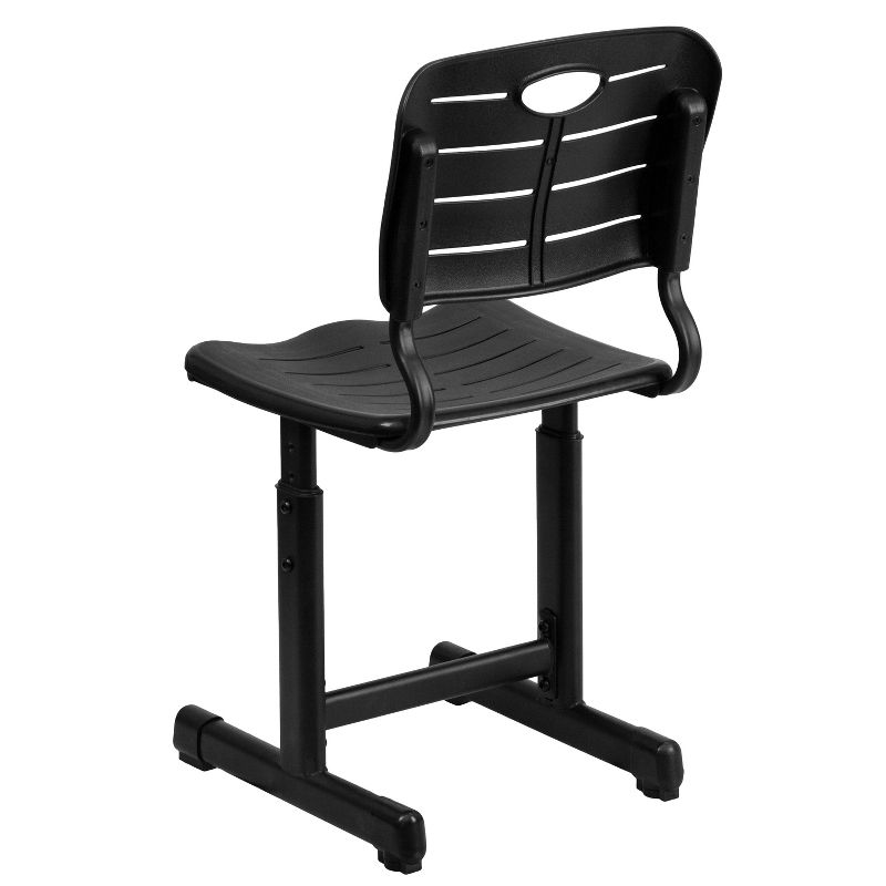 Emma and Oliver Adjustable Height Black Student Chair with Black Pedestal Frame