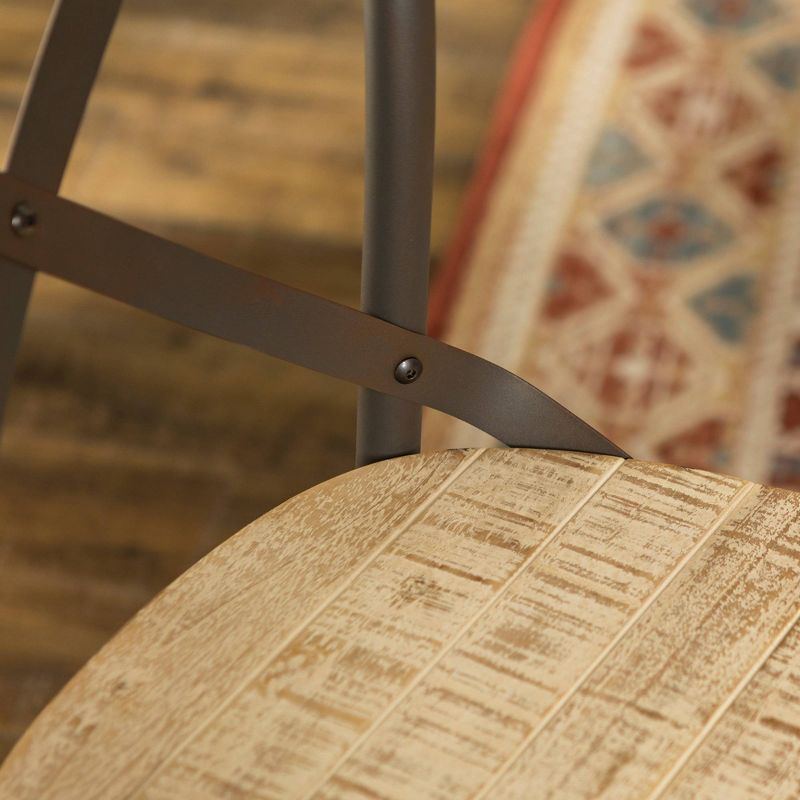 Set of 2 Industrial Farmhouse Wood Metal Dining Chairs Brown - Saracina Home