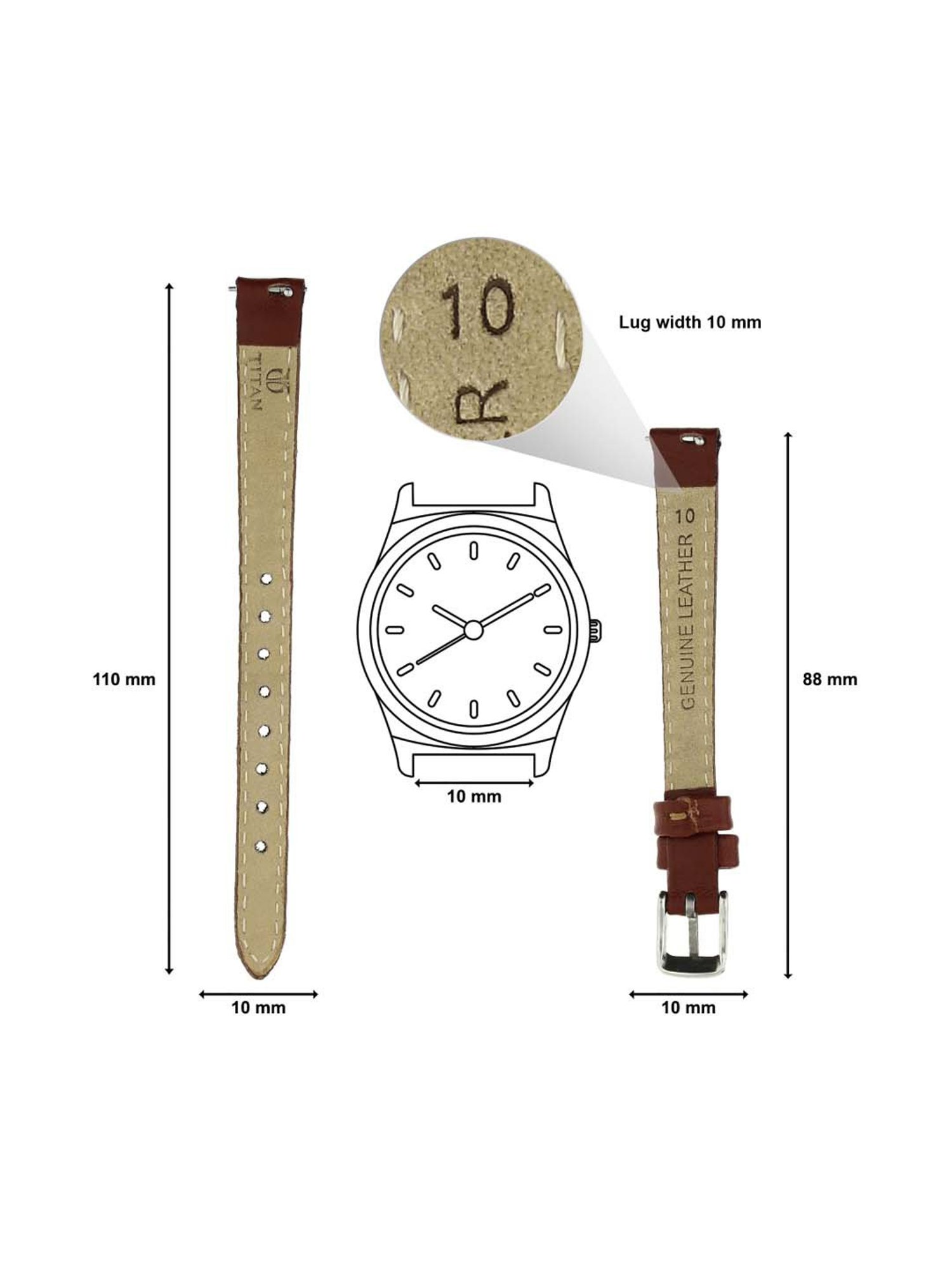 Titan 24 mm Tan Genuine Leather Strap for Men
