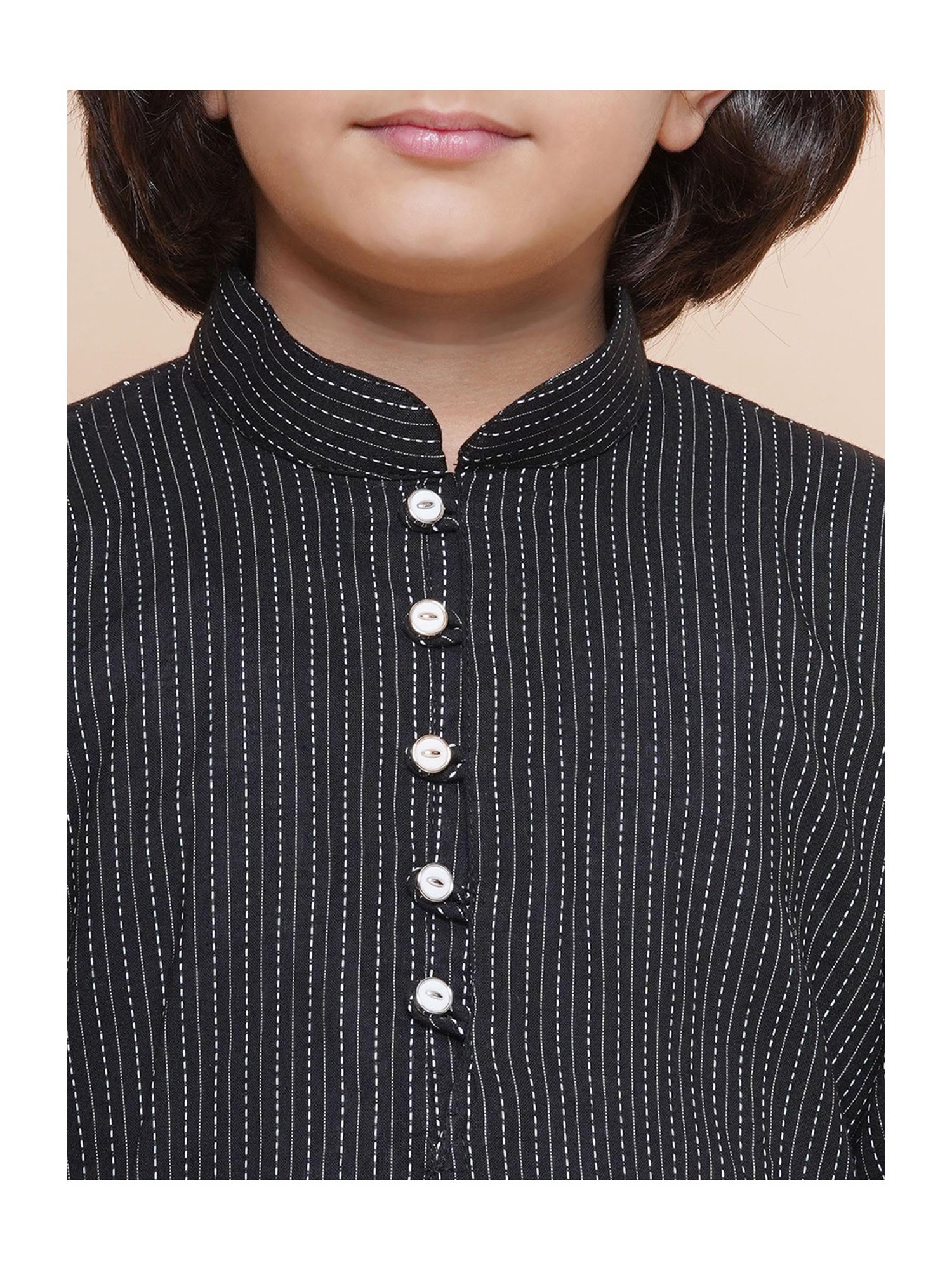 VASTRAMAY Kids Pink & White Floral Print Kurta Set