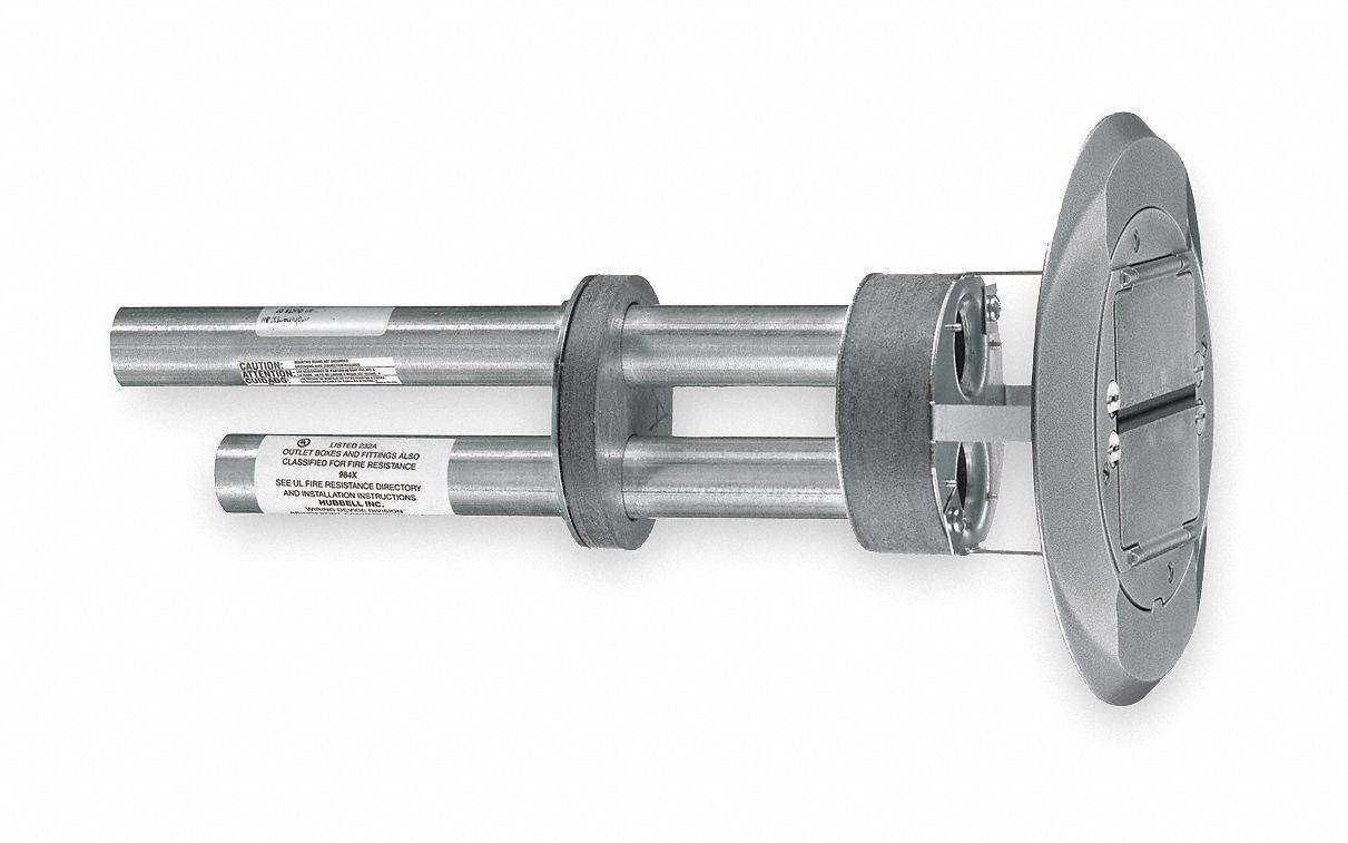 HUBBELL WIRING DEVICE-KELLEMS S1PTAL Poke Through,Steel and Aluminum,2-Gang