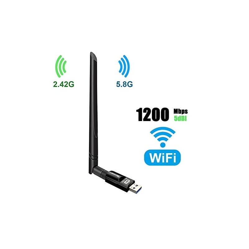 USB WiFi Adapter 1200Mbps  USB 30 WiFi 80211 ac Wireless Network Adapter with Dual Band 242GHz300Mbps 58GHz866Mbps 5dBi High Gain Antenna for Desktop Windows XPVista 710 Mac