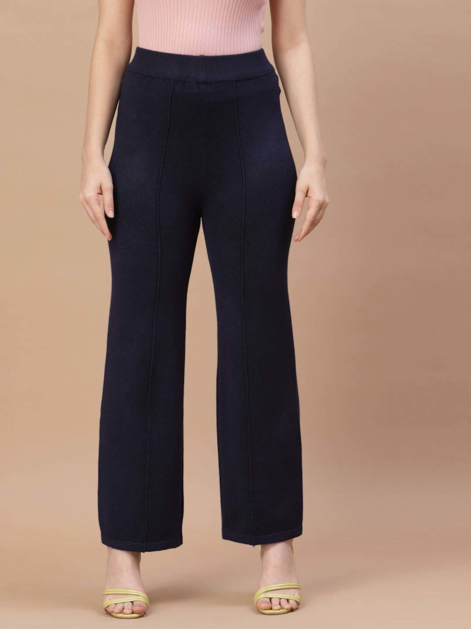 Mafadeny Navy Self Pattern Palazzos