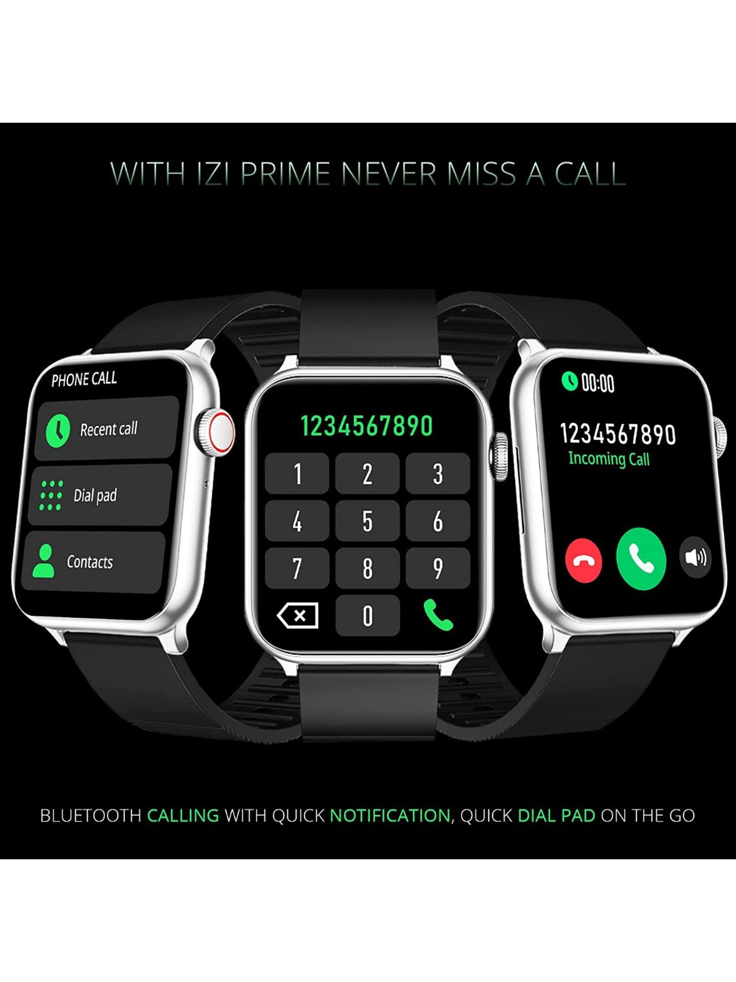 IZI Prime 1.78 inch 650 NITS Retina Amoled BT Calling Smartwatch (Metal Black)