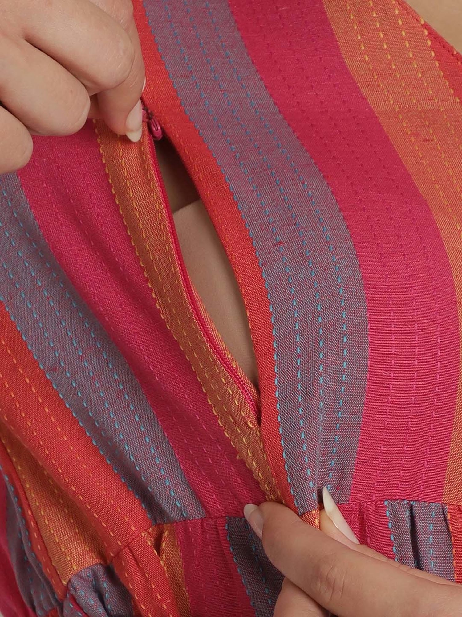 Moms Maternity Multicolor Striped Maternity Midi Dress