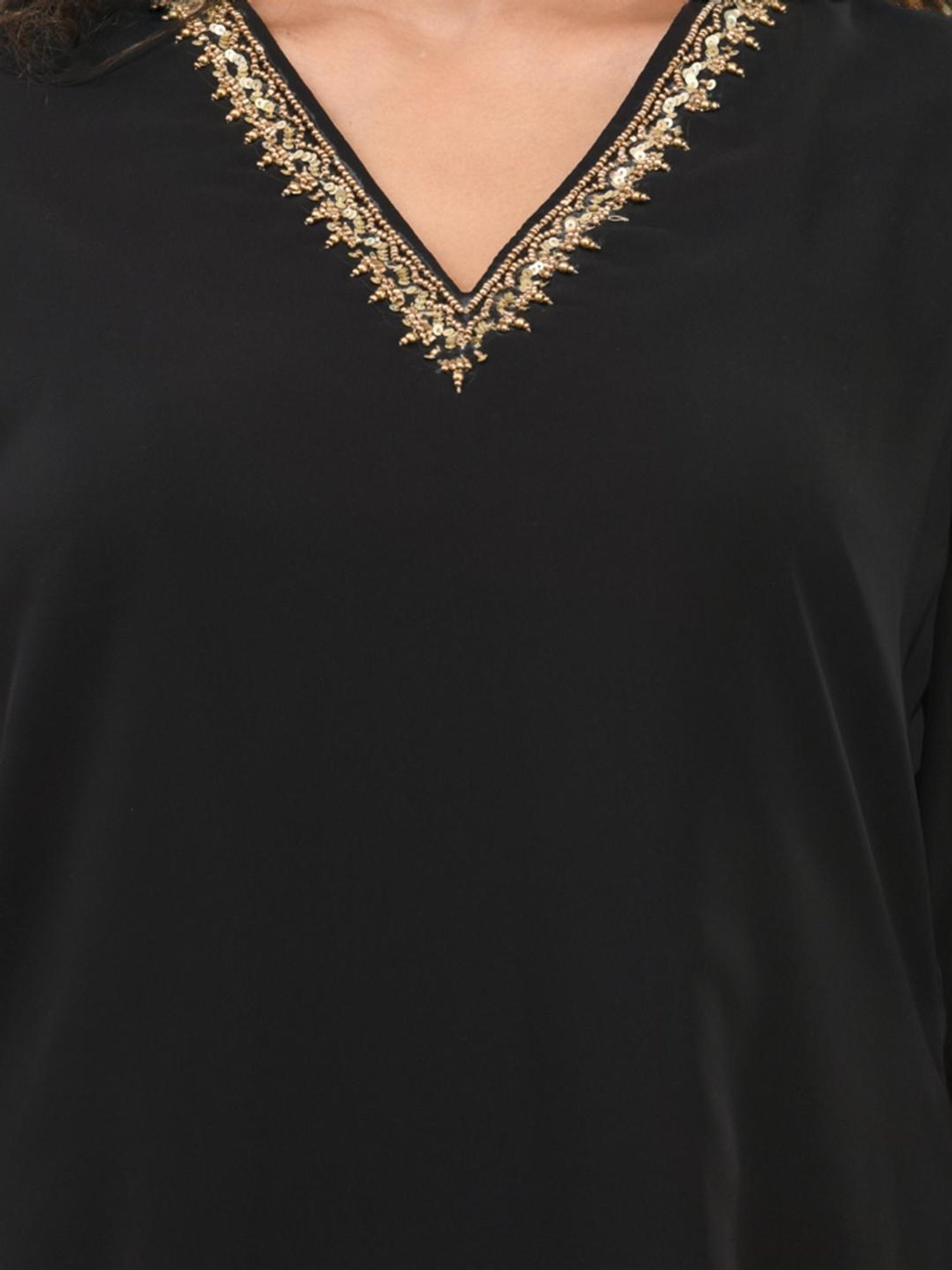 Charukriti Black Embellished Kurta Palazzo Set With Dupatta