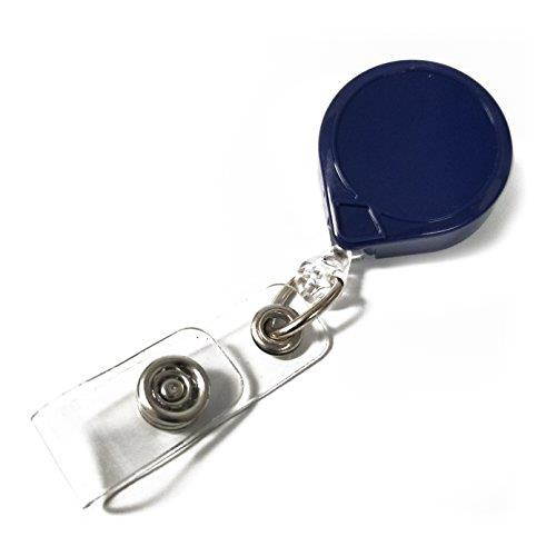 KEY-BAK MINI-BAK Retractable Badge Holder with 36" Nylon Cord, Steel Belt Clip, Blue, USA Made