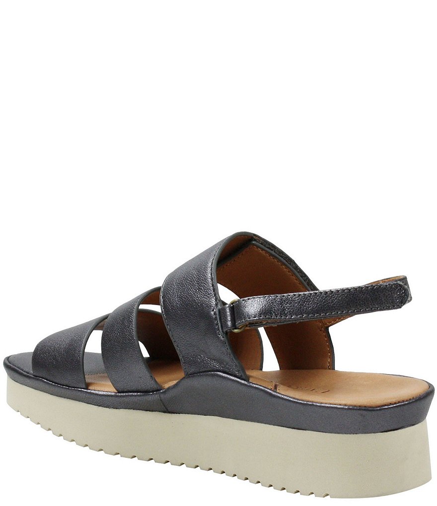 L'Amour Des Pieds Amelcia 3 Band Leather Strappy Wedge Sandals
