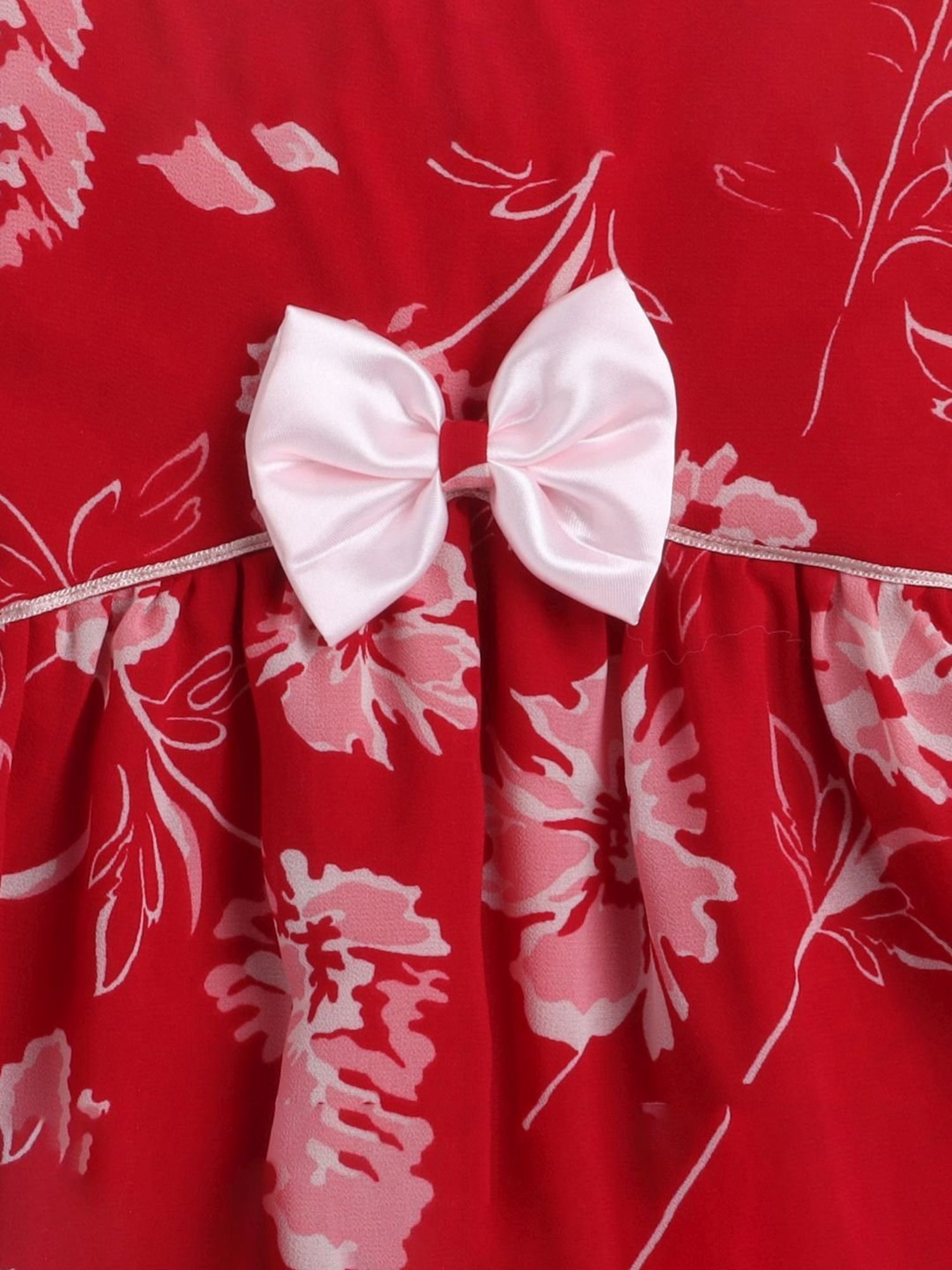 Many Frocks Kids Red Floral Print Dress