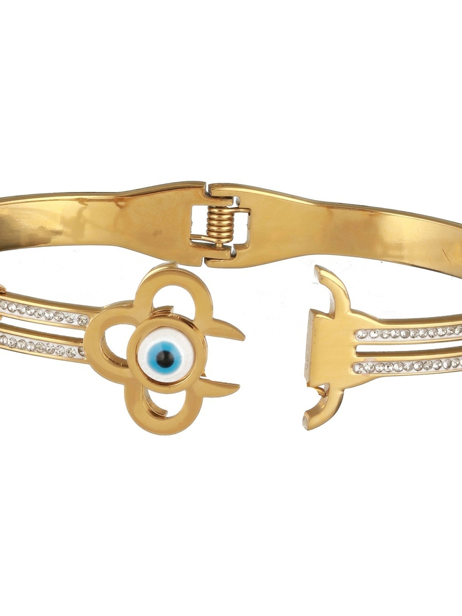 Prita by Priyaasi Floral Evil Eye Studded Gold-Plated Bracelet