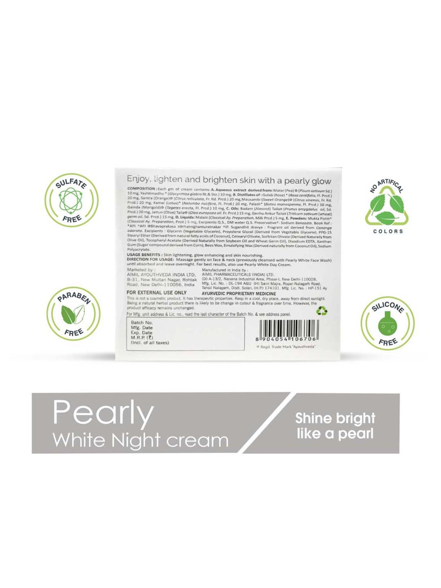 AyouthVeda Pearly White Night Cream - 50 gm