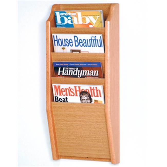 Wooden Mallet Cascade 4 Pocket Magazine Holders Display Rack Light Oak