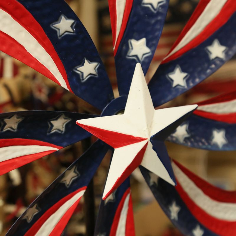 Gerson International 63-Inch High Metal Patriotic Yard Stake with Wind Spinner