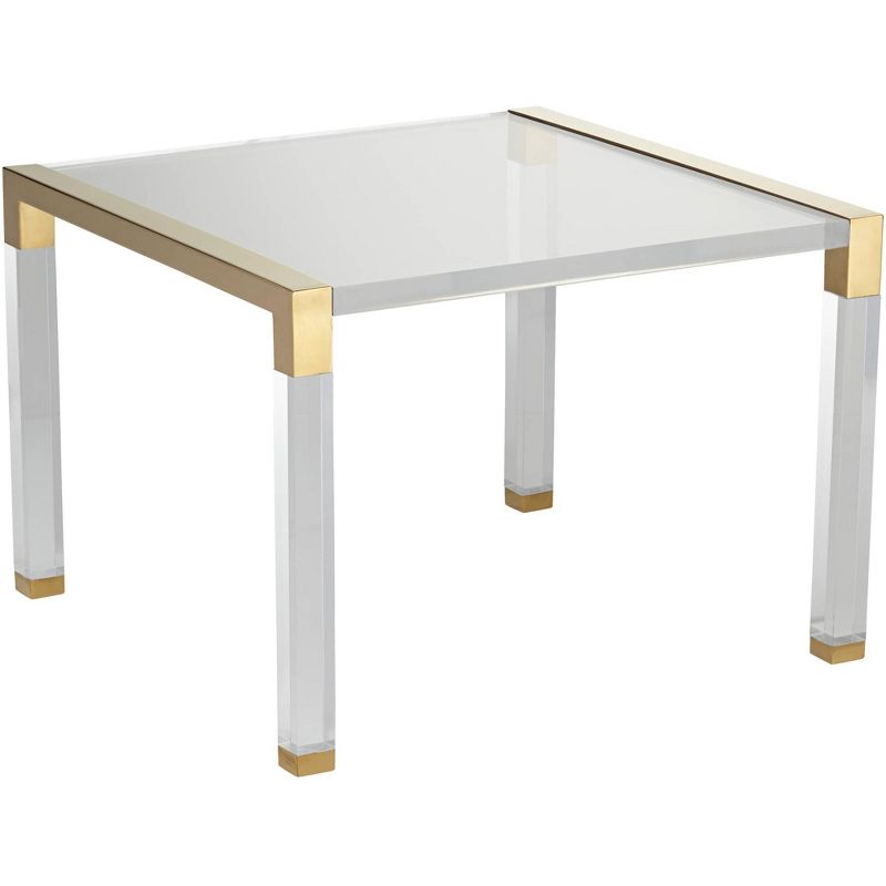 55 Downing Street Hanna 23 1/2" Wide Gold and Clear Acrylic Side Table
