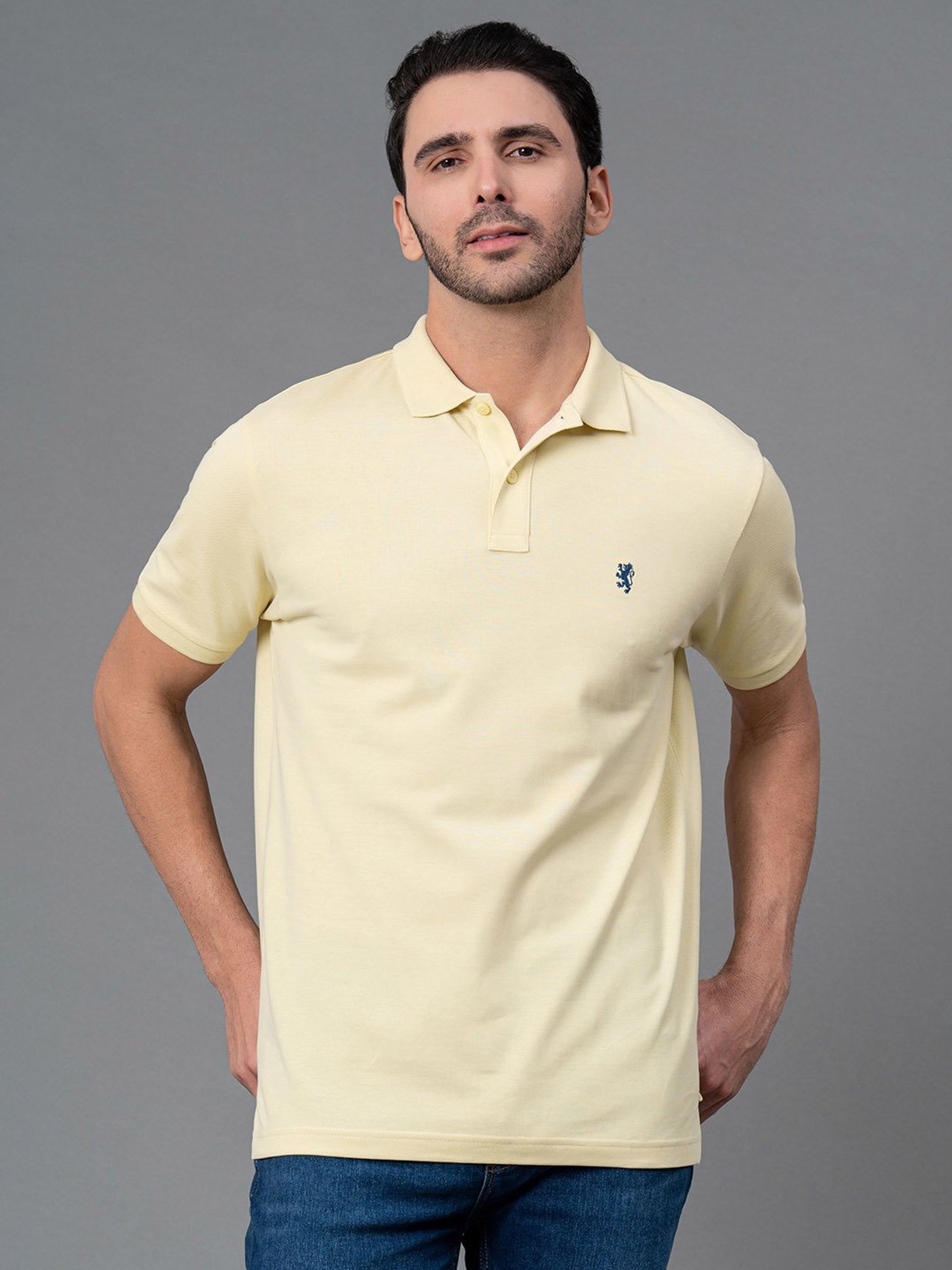 Red Tape Yellow Regular Fit Cotton Polo T-Shirt