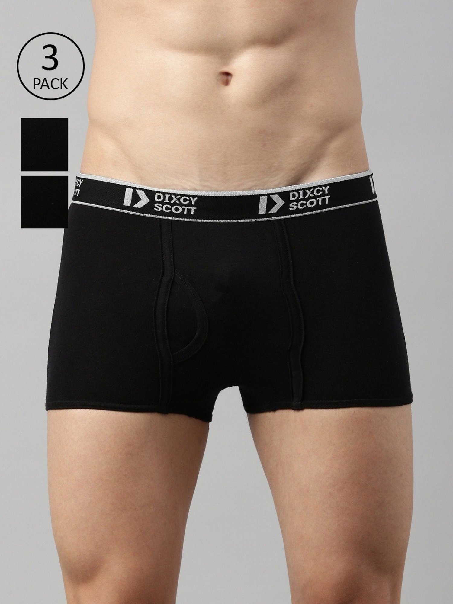 Dixcy Scott Originals Black Cotton Regular Fit Trunks - Pack Of 3