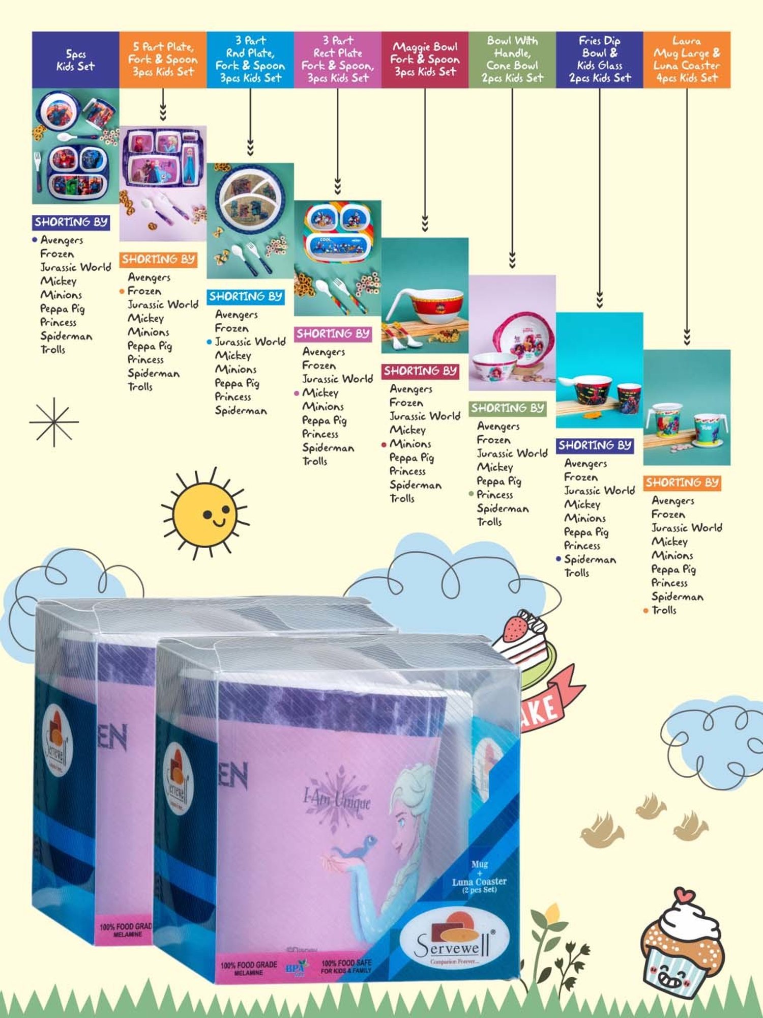 Servewell Frozen Melamine Large Laura Mugs - Set of 4