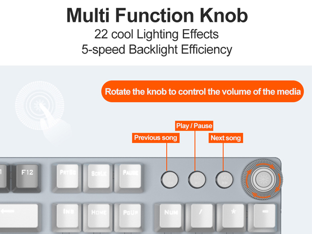 AULA F2058/F2088 Mechanical Gaming Keyboard wrist rest Multimedia Knob, Marco Programming metal panel LED Backlit keyboard for Computer Gamer