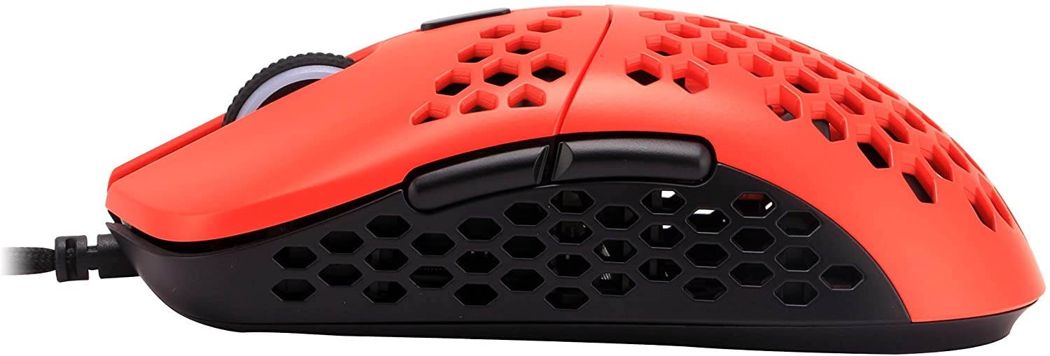 HK Gaming Mira M Ultra Lightweight Honeycomb Shell Wired RGB Gaming Mouse - Up to 12 000 cpi | 6 Buttons - 63g Only (Mira-M Monza Red)