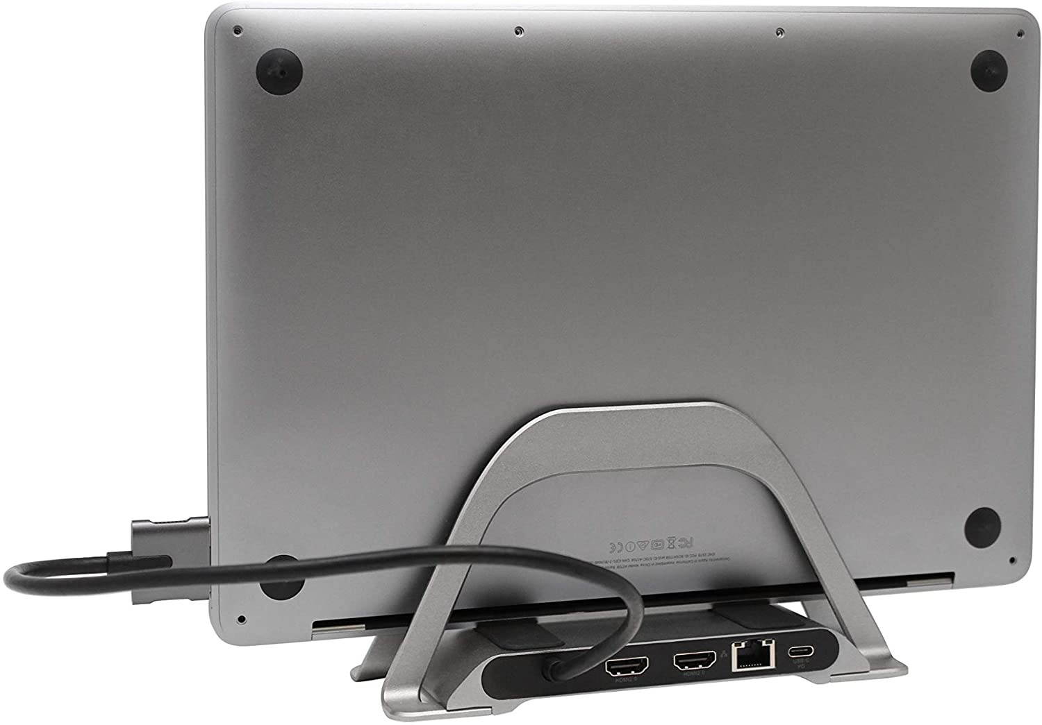 HumanCentric Vertical Stand for MacBook with Integrated 10-in-1 Dual Display Hub &ndash; USB-C Dual Display 10-in-1 Docking Station for MacBooks | USB C Hub for MacBook Only