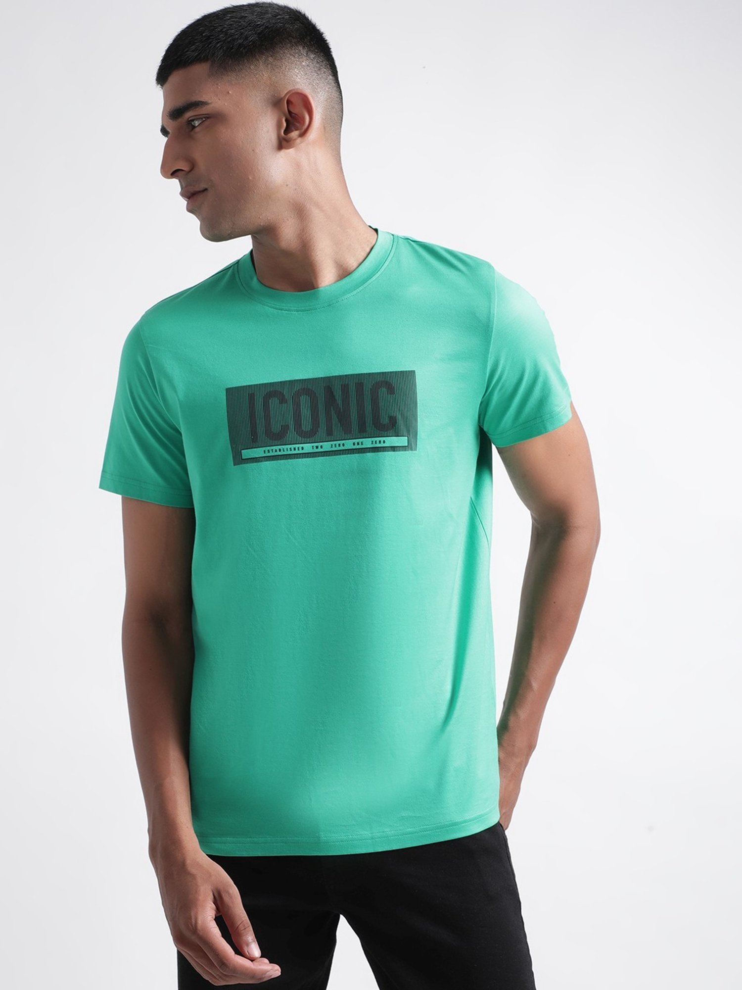 Iconic Men Printed Regular Fit Cotton T-shirt