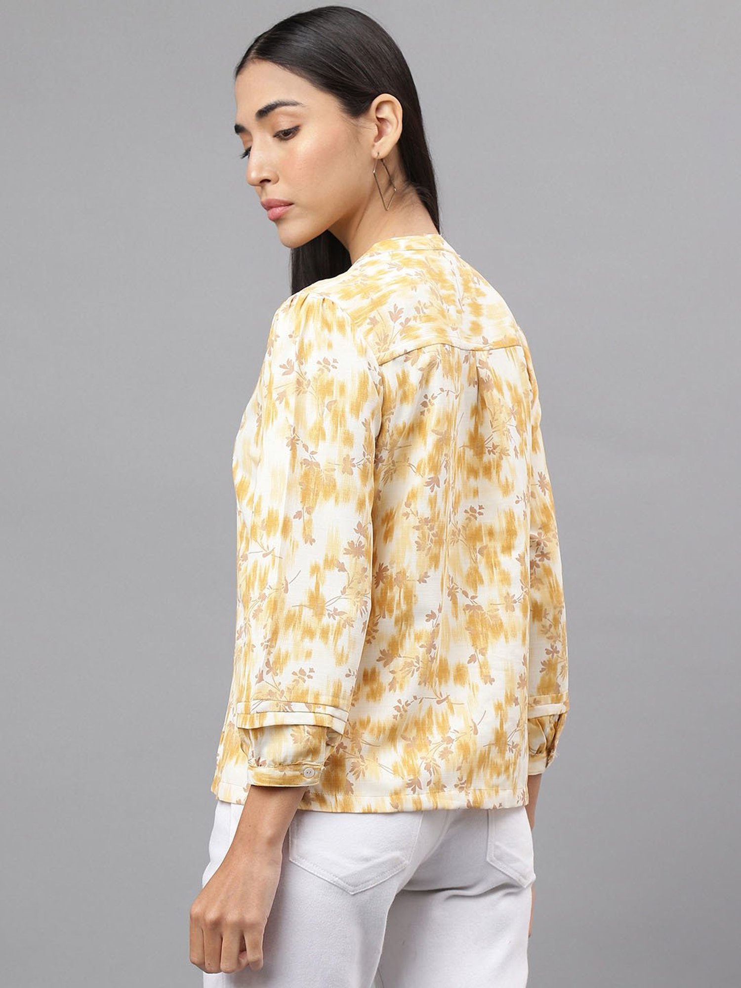 Latin Quarters Yellow Floral Print Top