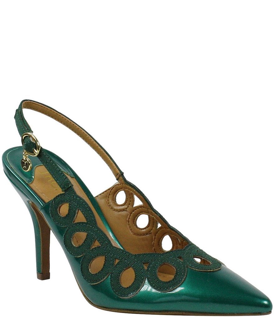 J. Renee Reghina Patent Cut-Out Detail Slingback Pumps