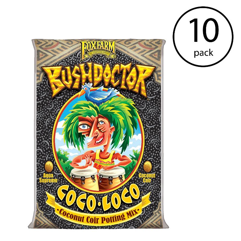 FoxFarm FX14100 Bush Doctor Coco Loco Plant Garden Coconut Coir Potting Soil Mix, 2 Cubic Ft. (10 Pack)