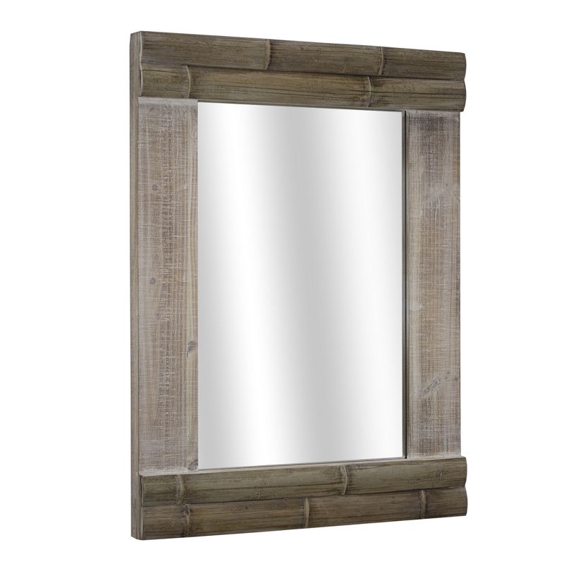 30.8" x 23" Rustic Bamboo Wood Framed Wall Vanity Mirror Brown - American Art Decor