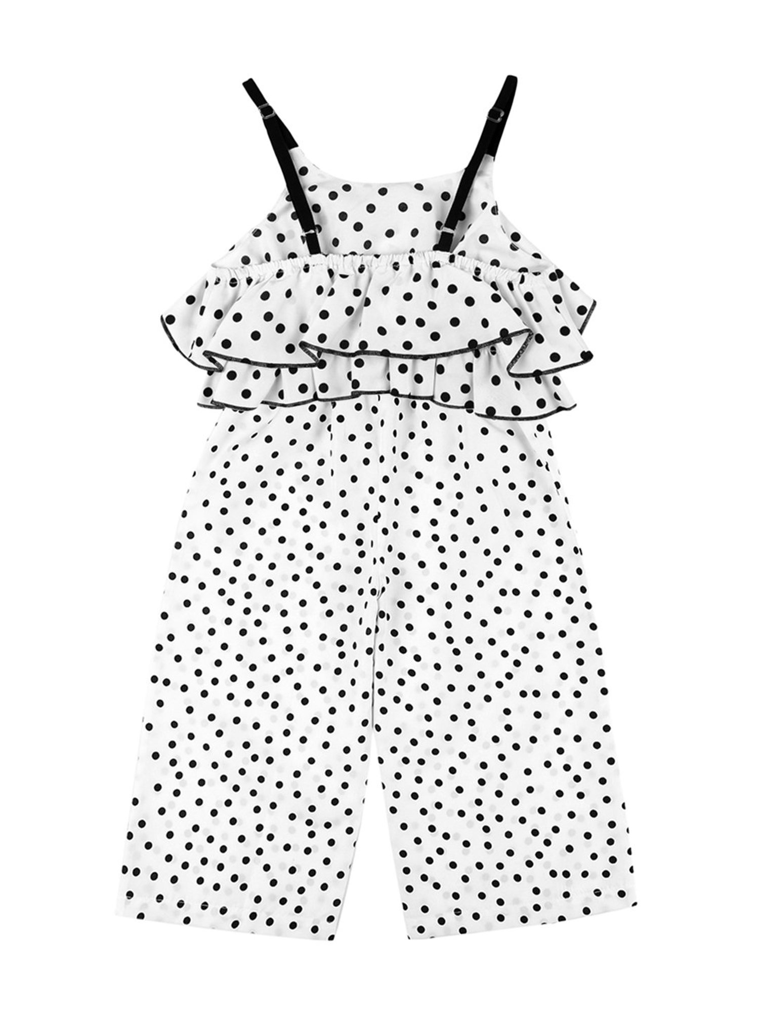 Nauti Nati Kids White & Black Printed Top, Plazzos with Waist Tie Ups