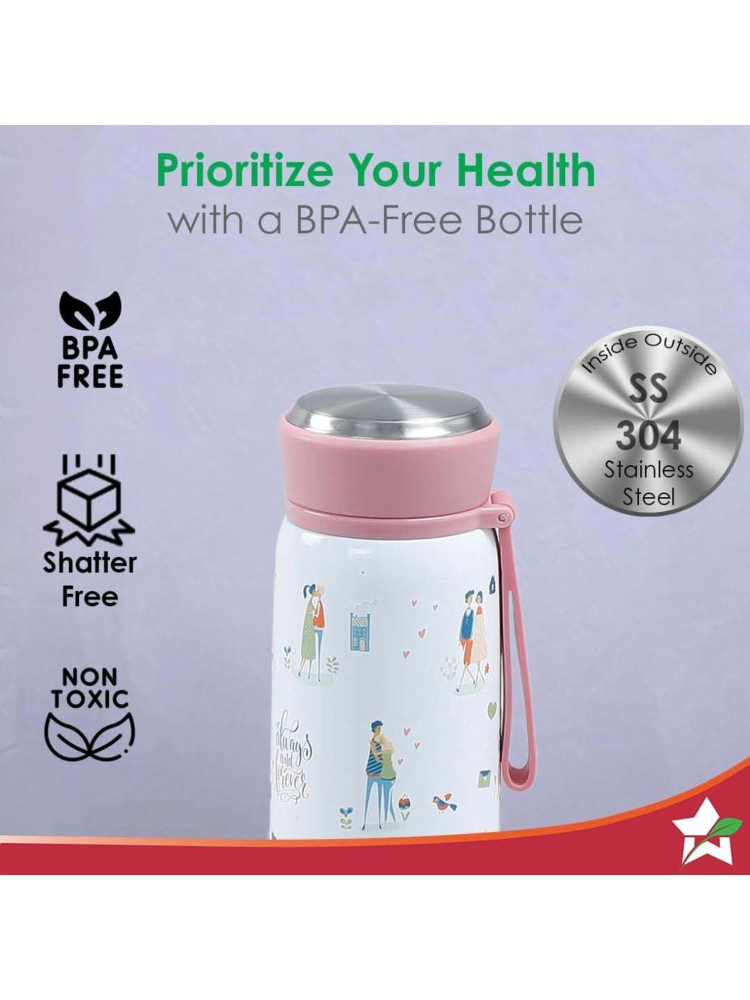 Wonderchef Le Motif Lamour Double Wall Water Bottle