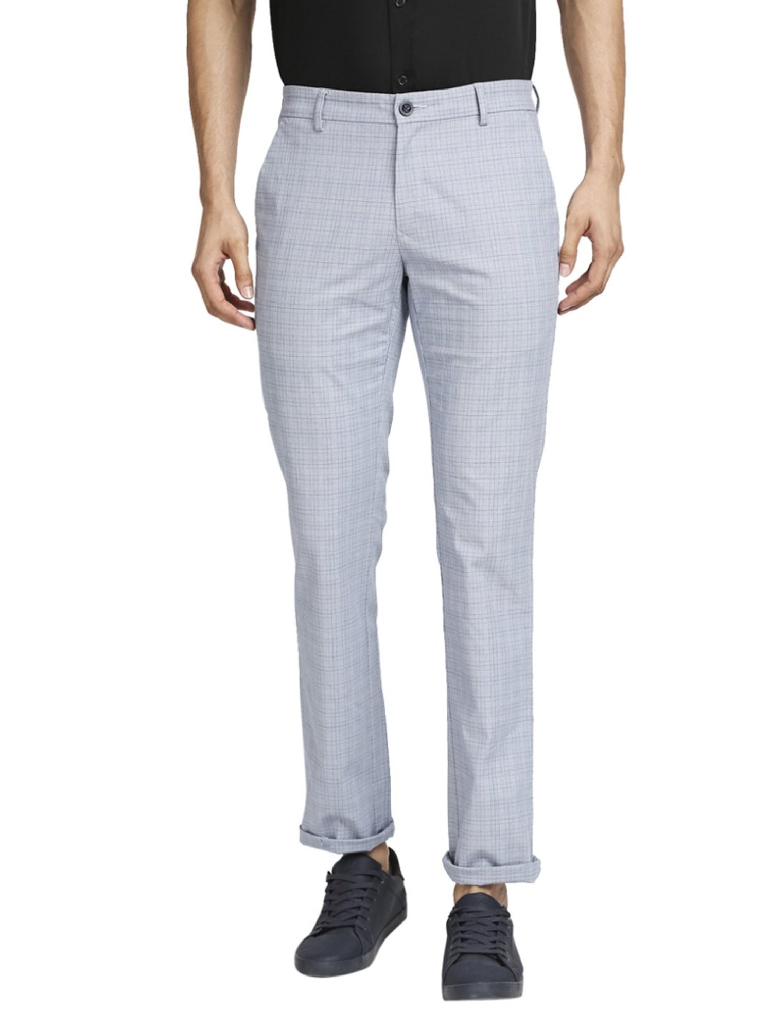 ColorPlus Blue Regular Fit Checks Chinos