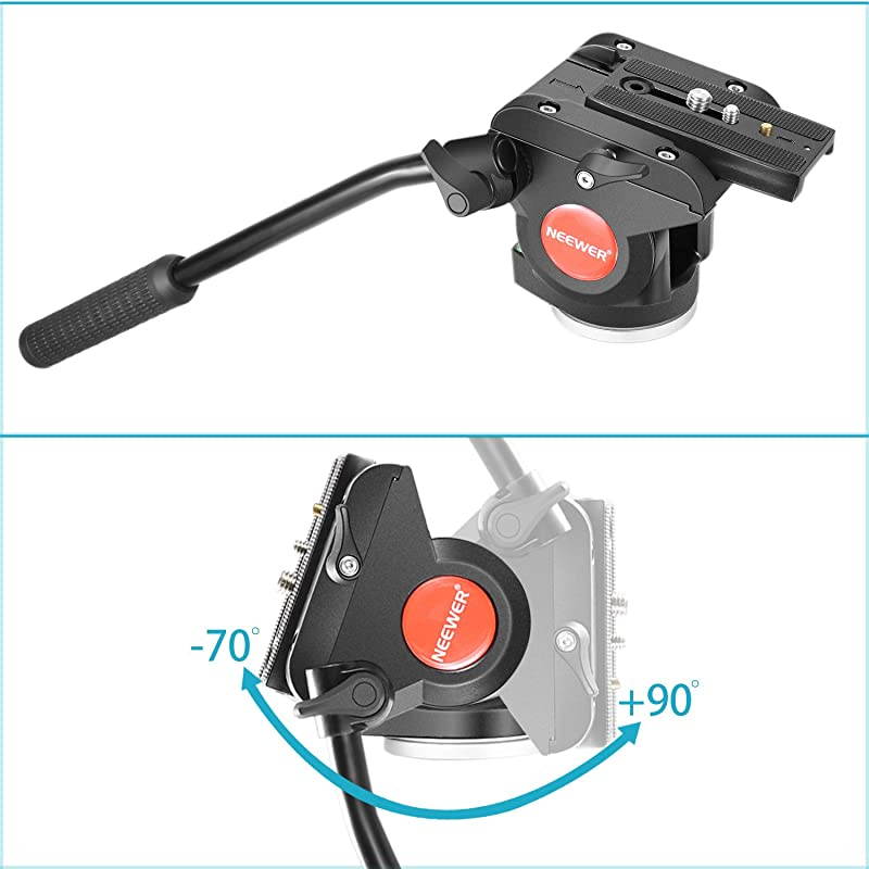 Heavy Duty Video Camera Tripod Fluid Drag Pan Head with 14 and 38 inches Screws Sliding Plate for DSLR Cameras Video Camcorders Shooting Filmingup to 11 pounds5 kilogramsAluminum Alloy