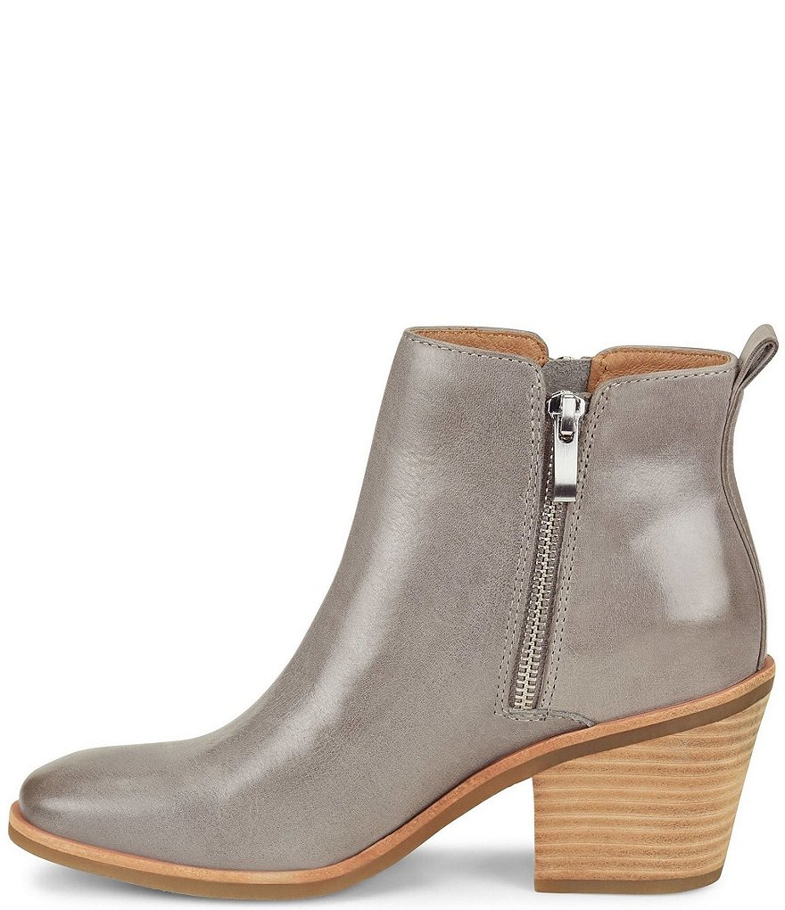 Sofft Canelli Leather Double Zipper Block Heel Booties