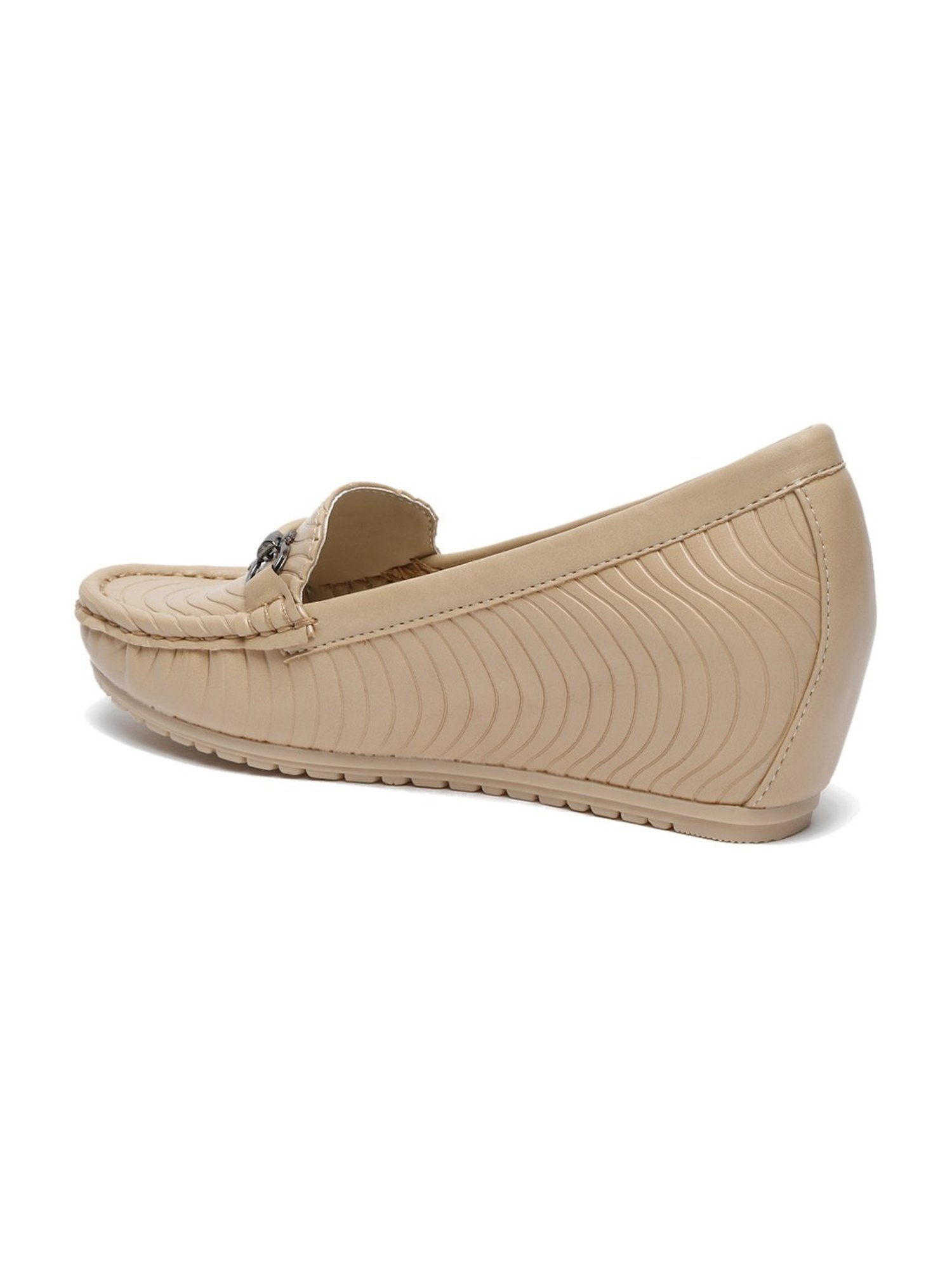 Flat N Heels Women's Beige Wedge Loafers