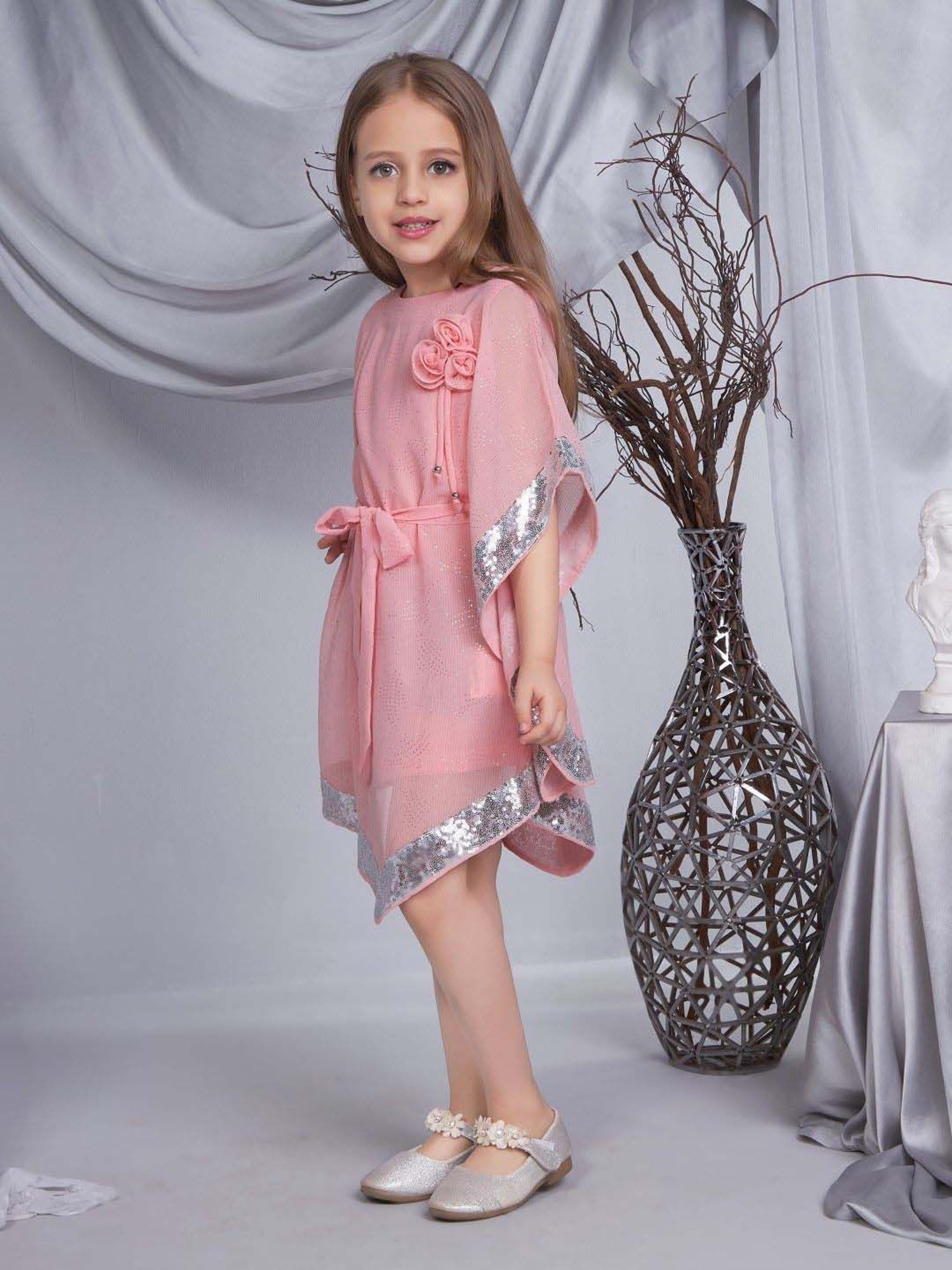 Peppermint Girls Peach Embellished Dress