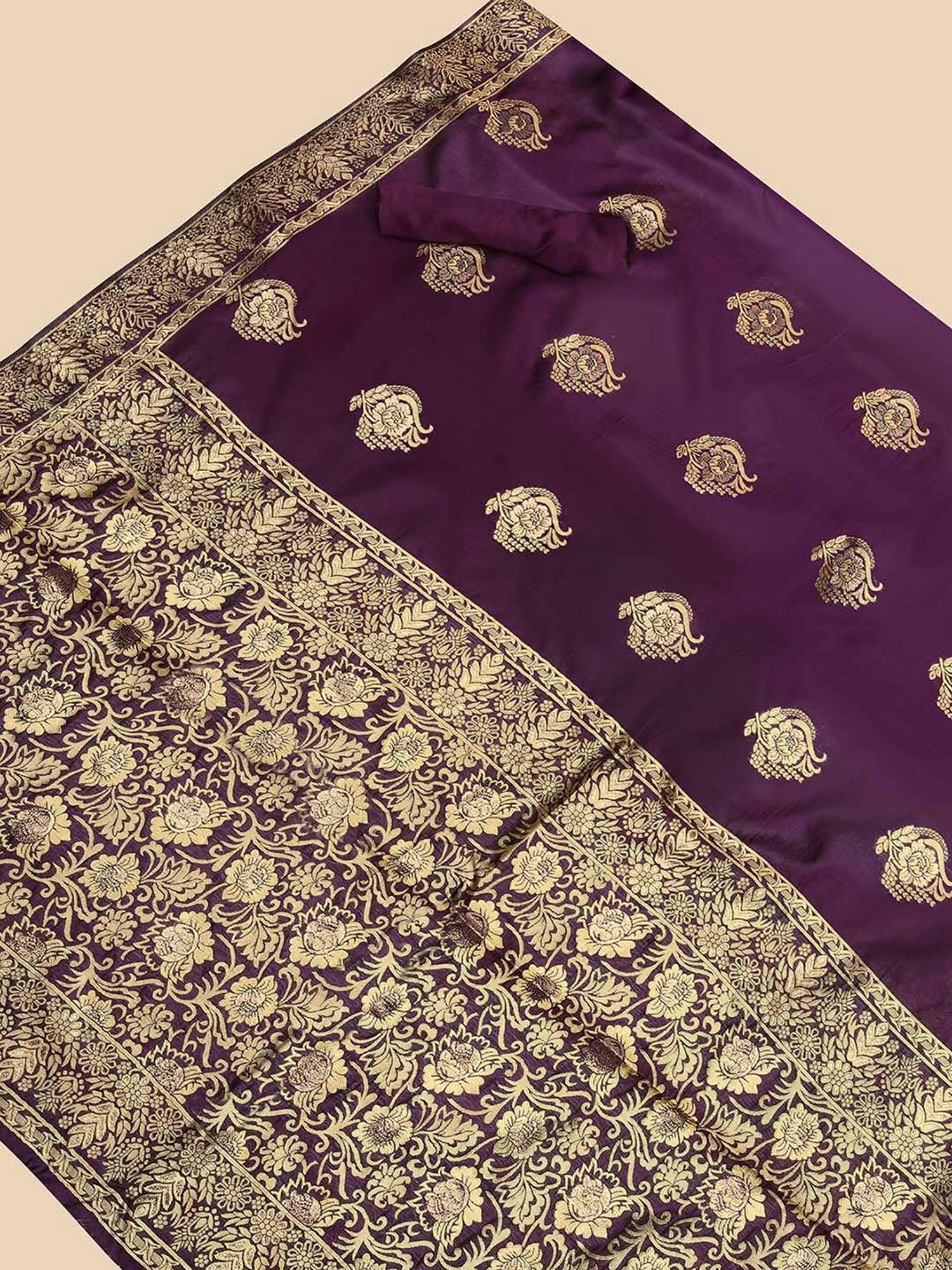 Rangita Mauve Banarasi Woven Saree With Blouse