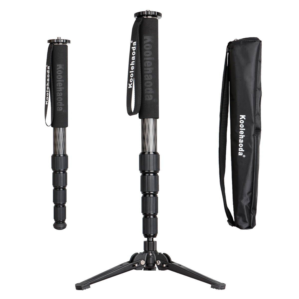 koolehaoda 68-Inch Professional Carbon Fiber Camera Monopod,with Folding Metal Support Base(MP-325LC+M3)